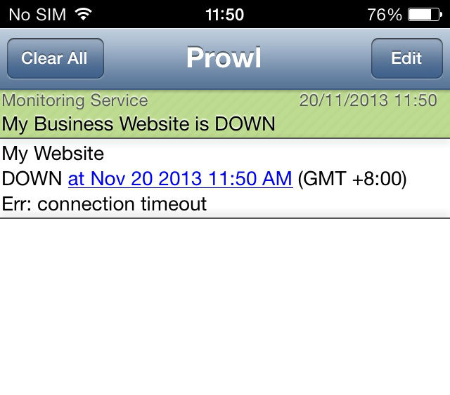 Prowl notification